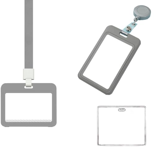3 Pack kartenhalter mit band ausziehbar stahlseil clear ausweis- kartenhüllen for ID clip, credit cards badge holder (gray) von Jiujiutu
