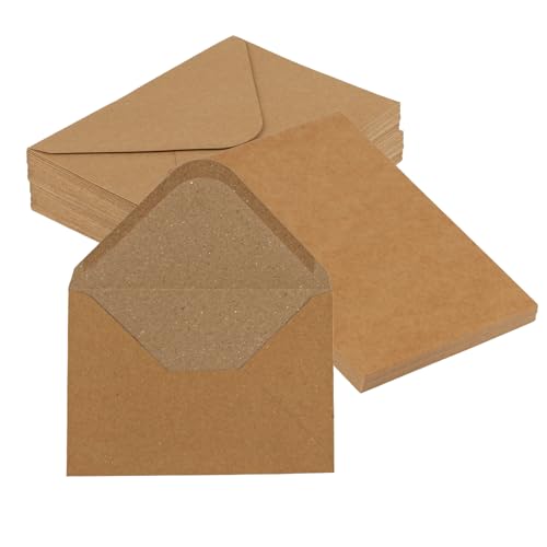 50 Sets Kraftpapier Umschläge mit Blanko Karten zum Selbstgestalten, C6 Vintage Braun Briefumschläge mit Karten für Hochzeit Geschenkkarten Grußkarten(50 Umschlag Kraftpapier, 50 Karten) von Jiujuda9