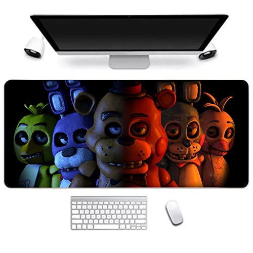FNAF Mouse Pad Extra Large 800x300x3 mm Gaming Mouse Mat, FNAF Fazbear's Piazzaria Printed Mice Mat Non-Slip Rubber Base Keyboard Mousepad for Office & Home von Jiumaocleu