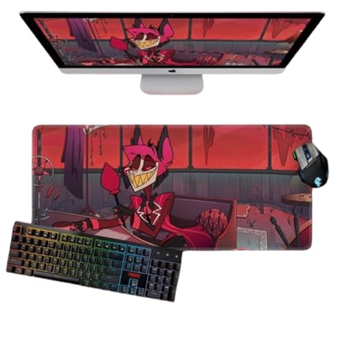 Hazbin Hotel, großes Mauspad, 80 x 30 cm, Gaming-Mauspad, Anime-Charakter, Engel Staub und Alastor, bedrucktes erweitertes Mauspad, rutschfeste Gummiunterseite, Schreibtischunterlage für Tastatur und Hazbin Hotel, großes Mauspad, 80 x 30 cm, Gaming-Mauspad, Anime-Charakter, Engel Staub und Alastor, bedrucktes erweitertes Mauspad, rutschfeste Gummiunterseite, Schreibtischunterlage für Tastatur und von Jiumaocleu