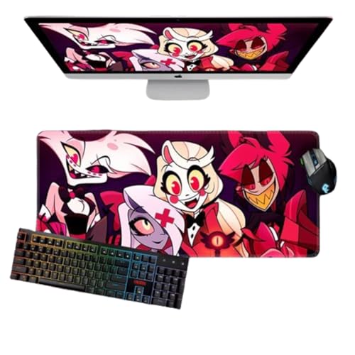 Jiumaocleu Hazbin Hotel, großes Mauspad, 80 x 30 cm, Gaming-Mauspad, Anime-Charakter, Engel Staub und Alastor, bedrucktes erweitertes Mauspad, rutschfeste Gummiunterseite, Schreibtischunterlage für Jiumaocleu Hazbin Hotel, großes Mauspad, 80 x 30 cm, Gaming-Mauspad, Anime-Charakter, Engel Staub und Alastor, bedrucktes erweitertes Mauspad, rutschfeste Gummiunterseite, Schreibtischunterlage für von Jiumaocleu