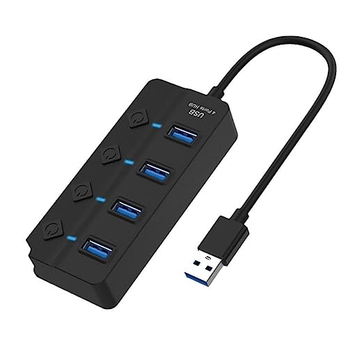 USB 3.0 2.0 Hub 4-Port-Hochgeschwindigkeits-USB-Splitter für Festplatten, USB-Flash-Laufwerk, Verlängerungsadapter, Laptops, Maus, Tastatur, USB-Hub von Jkapagzy