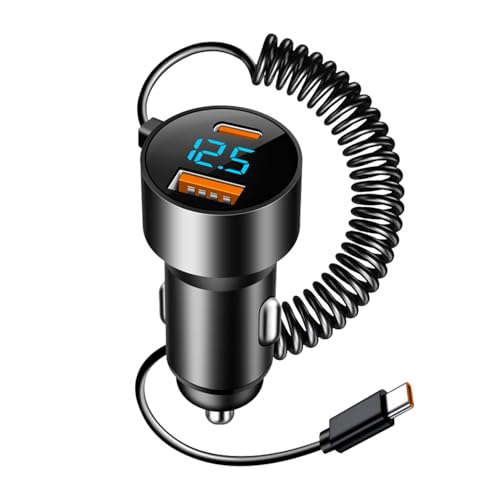 Jlkegfdf Schnelles Autoladegerät USB C | PD QC 3.0 USB Auto Schnellladeadapter - Spiralkabel Auto Adapter 100W Automobilladung für Smartphones Tablets Laptops Jlkegfdf Schnelles Autoladegerät USB C | PD QC 3.0 USB Auto Schnellladeadapter - Spiralkabel Auto Adapter 100W Automobilladung für Smartphones Tablets Laptops von Jlkegfdf
