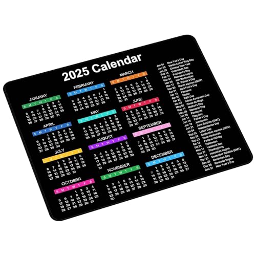 2025 Kalender Mauspad, 2025 Kalender-Mauspad, Laptop-Mauspad für kabellose Maus, Schreibtisch-Mauspad 9,8 x 7,8 Zoll für Computertür von Jlobnyiun