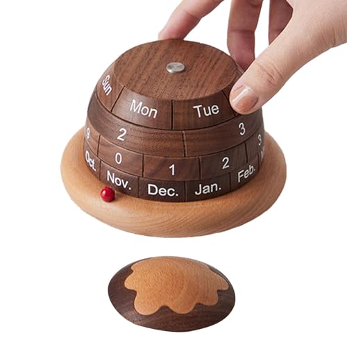 Holzklotz-Kalender, Schreibtischkalender aus Holz | Kreativer Ewiger Kalender, Schreibtischkalender Planet, ästhetischer rustikaler Block, Tischdekorationen von Jlobnyiun