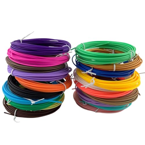 Jlobnyiun Kugelschreiber-Filament-Nachfüllungen – Nachfüllungen für Kugelschreiber, 20 Farben jeder Farbe | 16,4 Fuß Starter-Stift-Nachfüllpackung – Doodler Stift-Filament 1,75 cm von Jlobnyiun