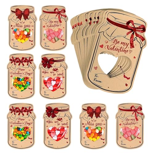 Jlobnyiun Valentinstagskarten für Schulkinder, Valentinstagskarten für – 48 Valentinstagskarten, Einmachglas – interaktive Valentinstagskarte, Partygeschenke Jlobnyiun Valentinstagskarten für Schulkinder, Valentinstagskarten für – 48 Valentinstagskarten, Einmachglas – interaktive Valentinstagskarte, Partygeschenke von Jlobnyiun