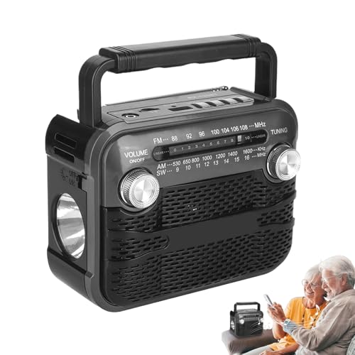 Jlobnyiun Wetterradio mit Kurbel | Camping-Taschenlampe mit Ton, Multifunktions-Wetter-Radio, 3 Helligkeitsstufen, für Camping, Wandern, Reisen und Notfälle von Jlobnyiun