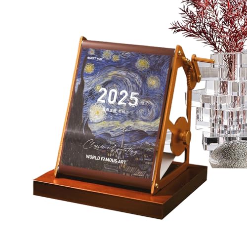 Stehender Klappkalender - Steh-Kalender mit Kurbel, farbenfroher Stehtischkalender | Lustige Schreibtischdekoration, tragbarer Schreibtischkalender für Männer und Frauen von Jlobnyiun