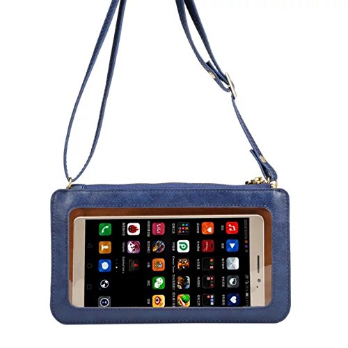 Damen Crossbody Tasche Handy Touch Screen Geldbörse Tasche für iPhone 12 Pro Max / 11 Pro Max / SE / XR XS Max / Galaxy Note20 / M31 A21s / A51 / Xiaomi Redmi Note 9 / Google Pixel 5 (Blau) von Jlyifan