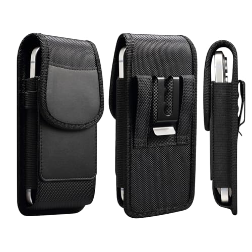 Handy-Holster, Nylon-Gürteltasche, Metallclip, Halterung für iPhone 15, 14, 13 Mini, 12 Mini, X, XS, iPhone SE, Samsung Galaxy S25, S24, S23, S22, S21, S20, S10e (S) von Jlyifan