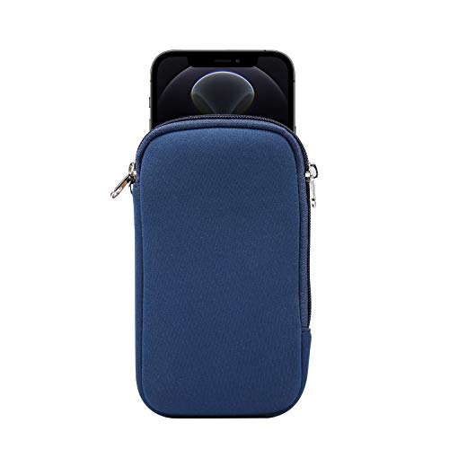 Jlyifan Neopren Handy Hülle Mesh Tasche Lanyard Case für iPhone 12 iPhone 11 Pro iPhone X XS iPhone SE / Samsung Galaxy S21 S20 S10 S10e A01 / Google Pixel 5 4a 4 (M, Blau) von Jlyifan