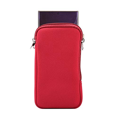 Jlyifan Neopren Handyhülle Mesh Pocket Lanyard Case für iPhone 14 Plus 14 13 12 Pro Max Samsung Galaxy S23 Ultra S22 Ultra A02 A12 A22 A13 A03 A04 M13 M33 OnePlus 11 Pixel 7 Pro (L, Rot) von Jlyifan