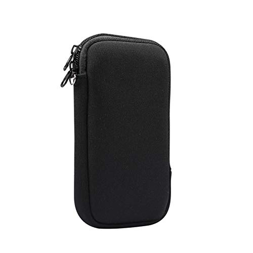 Neopren-Handy-Sleeve mit Netztasche und Umhängeband für iPhone 11 Pro Max XR XS Max Samsung Galaxy S21+ S20 FE S20+ S10 Plus A51 A50 OnePlus Nord Moto G8 Power G Power Google Pixel 4 XL (L, Schwarz) von Jlyifan