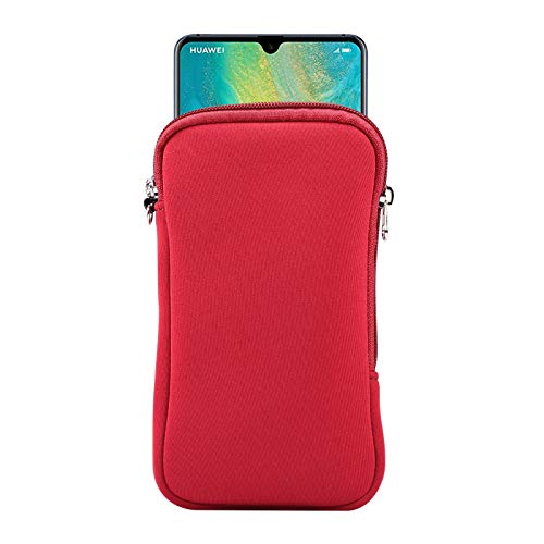 Neopren Handyhülle Netztasche Lanyard Hülle für iPhone 15 Plus 15 14 13 12 Pro Max Samsung Galaxy S23 Ultra S22 Ultra A14 A23 A13 A03s A04s M33 OnePlus 11 Pixel 7 Pro (XL, Rot) von Jlyifan