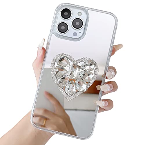 Jmltech Kompatibel mit iPhone 15 Pro Max Luxus Hülle Herz Diamant Niedlich Spiegel Glitzer Bling Slim Dünn TPU Flexible Schutzhülle Handyhülle für iPhone 15 Pro Max (iPhone 15 Pro Max, Silber) von Jmltech
