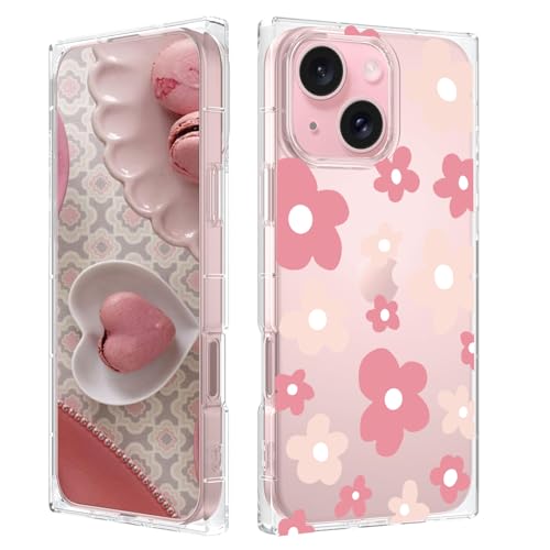 Jmltech Schutzhülle für iPhone 15 Plus, Blumen-Design, transparent, Silikon, niedlich, Mädchen, stoßfest, für iPhone 15 Plus, rosa Blume Jmltech Schutzhülle für iPhone 15 Plus, Blumen-Design, transparent, Silikon, niedlich, Mädchen, stoßfest, für iPhone 15 Plus, rosa Blume von Jmltech