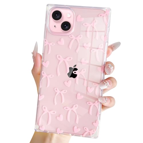 Jmltech Schutzhülle für iPhone 15 Plus, niedlich, Mädchen, Silikon, rechteckig, Schleife, Herzen, transparent, stoßfest, für iPhone 15 Plus Jmltech Schutzhülle für iPhone 15 Plus, niedlich, Mädchen, Silikon, rechteckig, Schleife, Herzen, transparent, stoßfest, für iPhone 15 Plus von Jmltech