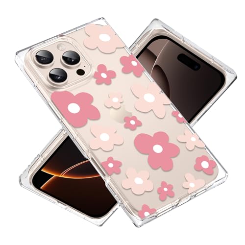 Jmltech Schutzhülle für iPhone 15 Pro Max, Blumen-Design, transparent, Silikon, niedlich, Mädchen, stoßfest, für iPhone 15 Pro Max, rosa Blume Jmltech Schutzhülle für iPhone 15 Pro Max, Blumen-Design, transparent, Silikon, niedlich, Mädchen, stoßfest, für iPhone 15 Pro Max, rosa Blume von Jmltech