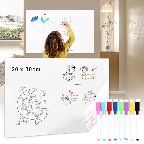 Selbstklebender Whiteboard-Aufkleber Wandaufkleber + 8 Marker mit Schwamm, Whiteboard Folie für Kinder Heimwerken Funktioniert Schule Klassenzimmer Zuhause Büro, Nicht Magnetisch 20 x 30cm Selbstklebender Whiteboard-Aufkleber Wandaufkleber + 8 Marker mit Schwamm, Whiteboard Folie für Kinder Heimwerken Funktioniert Schule Klassenzimmer Zuhause Büro, Nicht Magnetisch 20 x 30cm von Joaecosmhui