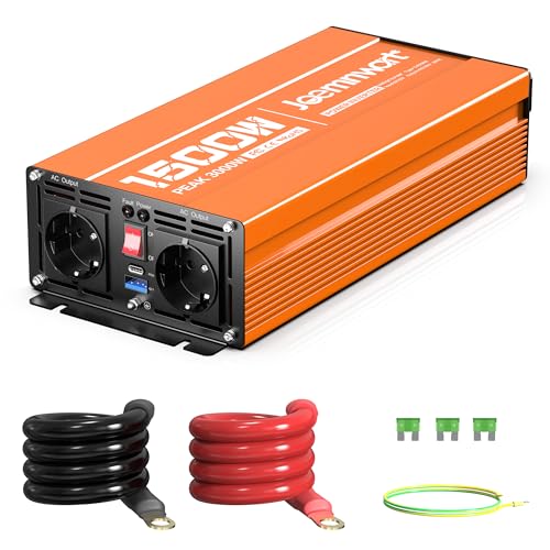 Joemnwart Spannungswandler 1500W, Wechselrichter mit modifizierter Sinuswelle 12V auf 230V, Spitzenleistung 3000W ideal für Laptops, Tablets, Smartphones und mehr Joemnwart Spannungswandler 1500W, Wechselrichter mit modifizierter Sinuswelle 12V auf 230V, Spitzenleistung 3000W ideal für Laptops, Tablets, Smartphones und mehr von Joemnwart