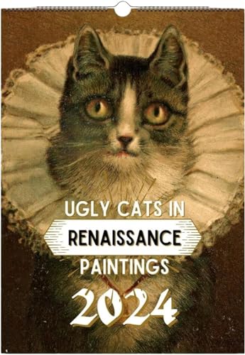 Jognee Kalender 2024 d-Off Cats Kalender Angry Cat Manager Wandkalender zum Aufhängen Deko Lustige Wandkunst Geschenk für Katzenliebhaber (Hässliche Katzen in der Renaissance) von Jognee
