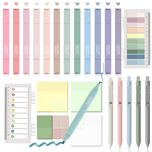 Johiux 12 Textmarker Pastell,5 Gelstifte,700 Blätter Transparente Haftnotizen,Sticky Notes Transparent Marker Stifte für Back to School Aesthetic Bible Marker Book Annotations School Johiux 12 Textmarker Pastell,5 Gelstifte,700 Blätter Transparente Haftnotizen,Sticky Notes Transparent Marker Stifte für Back to School Aesthetic Bible Marker Book Annotations School von Johiux