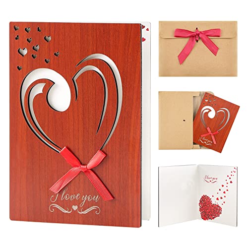 Johiux Holzkarte "I Love You", Valentinstagskarte für Sie oder Ihn, Weihnachten, Geburtstag, Jahrestag, Valentinstag, Geschenke für Frau und Ehemann. (hölzerne "I Love You"-Karte) von Johiux