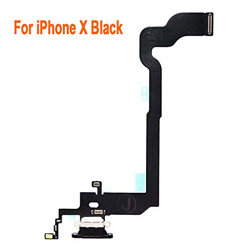 Johncase Ladebuchse Dock Connector Flex Kabel + Mikrofon + Kopfhörerbuchse Ersatzteil kompatibel iPhone, iPhone X Black von Johncase