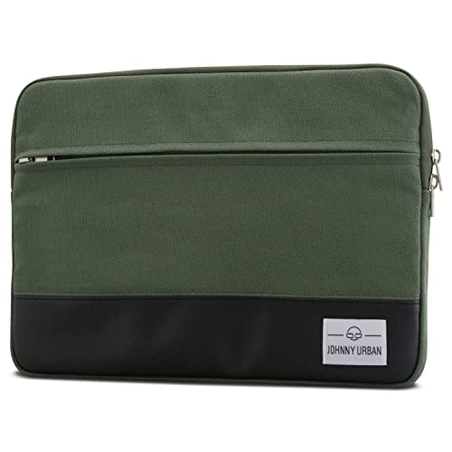 Laptophülle 13-13.3 Zoll Grün - Johnny Urban Canvas Laptop Sleeve Laptoptasche Hülle für Surface Book, Acer, Asus, Samsung, Dell, Toshiba UVM. - 13/13.3" Notebook Tasche aus Baumwolle von Johnny Urban