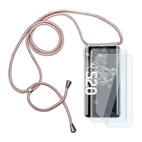 JoiCase Handyhülle für Samsung Galaxy S20 Ultra, Smartphone Necklace Transparent Silikon Hülle mit Handykette+ Panzerglas Schutzfolie, Roségold JoiCase Handyhülle für Samsung Galaxy S20 Ultra, Smartphone Necklace Transparent Silikon Hülle mit Handykette+ Panzerglas Schutzfolie, Roségold von JoiCase