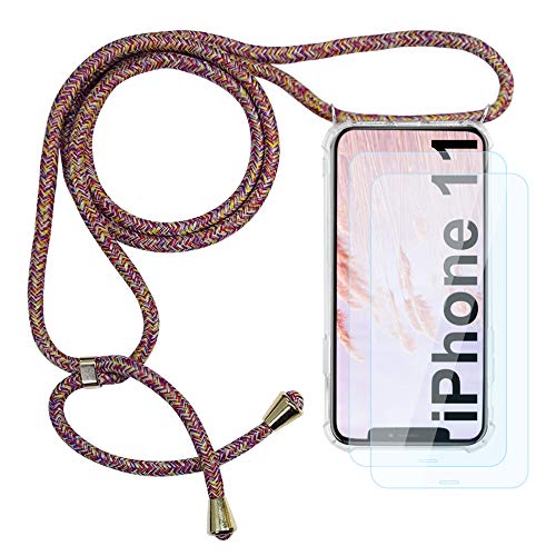JoiCase Handyhülle für iPhone 11 6.1 Zoll, Smartphone Necklace Transparent Silikon Hülle mit Handykette+ Panzerglas Schutzfolie, Regenbogen von JoiCase