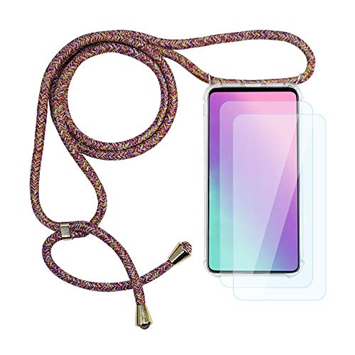 JoiCase Handyhülle für iPhone 12 6.1 Inch/iPhone 12 Pro 6.1 Inch mit Einstellbar Necklace Band Transparent Silikon Acry Hülle, Panzerglas Schutzfolie - Regenbogen von JoiCase