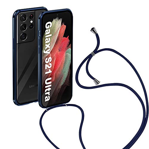JoiCase Handykette Hülle Kompatibel mit Samsung Galaxy S21 Ultra Lanyard Handyhülle Magnetische Adsorption Case 360 Grad Schutzhülle Magneten Aluminiumrahmen Halskette Flip Cover - Dunkelblau JoiCase Handykette Hülle Kompatibel mit Samsung Galaxy S21 Ultra Lanyard Handyhülle Magnetische Adsorption Case 360 Grad Schutzhülle Magneten Aluminiumrahmen Halskette Flip Cover - Dunkelblau von JoiCase