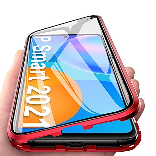 JoiCase Hülle Kompatibel mit Huawei P Smart 2021 Magnetische Adsorption Case 360 Grad Schutzhülle Magneten Aluminiumrahmen Gehärtetes Glas Stoßfest Metall Flip Cover - Rot JoiCase Hülle Kompatibel mit Huawei P Smart 2021 Magnetische Adsorption Case 360 Grad Schutzhülle Magneten Aluminiumrahmen Gehärtetes Glas Stoßfest Metall Flip Cover - Rot von JoiCase