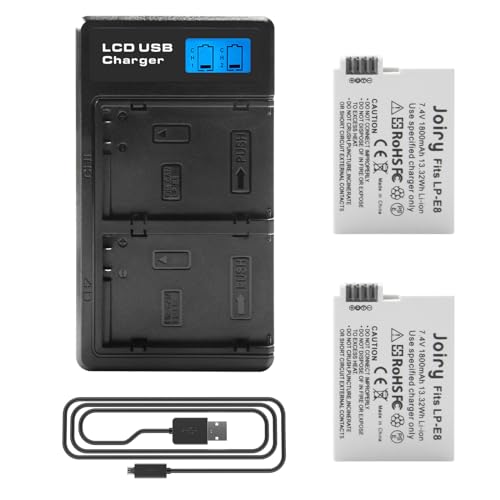2 X LP-E8 Ersetzt Akku und LCD Dual Ladegerät Kompatibel mit Canon Rebel T2i, T3i, T4i, T5i, EOS 550D, 600D, 650D, 700D, Kiss X4, X5, X6 Digital Camera 2 X LP-E8 Ersetzt Akku und LCD Dual Ladegerät Kompatibel mit Canon Rebel T2i, T3i, T4i, T5i, EOS 550D, 600D, 650D, 700D, Kiss X4, X5, X6 Digital Camera von Joiry