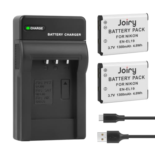 Joiry 2X EN-EL19 Akku und LCD USB Ladegerät für Nikon Coolpix S33 W150 A100 S6900 S370 S2600 S2700 S2800 S3600 S6800 S4400 S6600 S3300 S6400 S4200 S4300 Kameras von Joiry