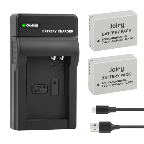 Joiry 2X NB-10L Akku und Ladegerät Kompatibel mit Canon PowerShot G1 X, G3 X, G15, G16, SX40 HS, SX50 HS, SX60 HS Kamera von Joiry