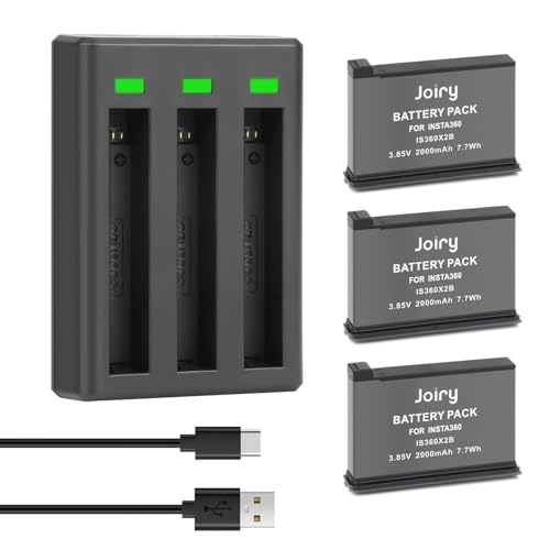 Joiry 3X Akku ladegerät + 3 Akkus für Insta360 ONE X2 Akku und USB Ladegerät kompatibel mit Insta360 X2 Kamera Joiry 3X Akku ladegerät + 3 Akkus für Insta360 ONE X2 Akku und USB Ladegerät kompatibel mit Insta360 X2 Kamera von Joiry