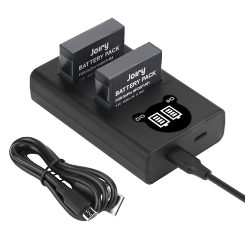 Joiry Ersatz Akku AHDBT-401 (2er Pack) und Ladegerät für GoPro Hero4 Hero 4 Akku AHDBT-401 Action Kamera von Joiry