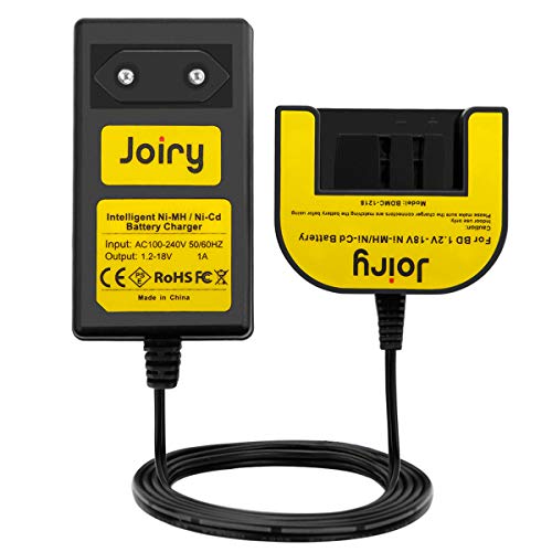 Joiry Ladegerät für Black & Decker Ni-MH Ni-Cd Akkus, 1.2V-18V Multivolt Ladegerät, Fit für Black & Decker Slide Style Akkus 7.2V 9.6V 12V 14.4V 18V (Nicht für Li-Ion Akkus) von Joiry