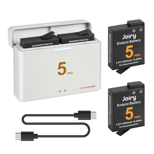 Joiry OSMO Action 5 Pro/4/3 Akku Ladegerät Kit 2 Packs 2600mAh Ersatzakkus und Typ-C USB Doppel LED Ladegerät für DJI Osmo Action 5/Osmo Action 4/Osmo Action 3 Kamera Joiry OSMO Action 5 Pro/4/3 Akku Ladegerät Kit 2 Packs 2600mAh Ersatzakkus und Typ-C USB Doppel LED Ladegerät für DJI Osmo Action 5/Osmo Action 4/Osmo Action 3 Kamera von Joiry
