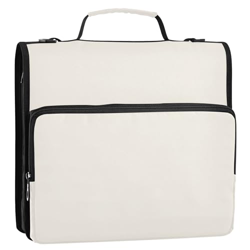 3 Ringbücher mit 3 Ringen, 3,8 cm, Blumenmuster, Weiß, Reißverschluss, Organizer, Schulmappe mit Schultergurt, mehrere Taschen, große Portfolio-Mappe 3 Ringbücher mit 3 Ringen, 3,8 cm, Blumenmuster, Weiß, Reißverschluss, Organizer, Schulmappe mit Schultergurt, mehrere Taschen, große Portfolio-Mappe von Joitme