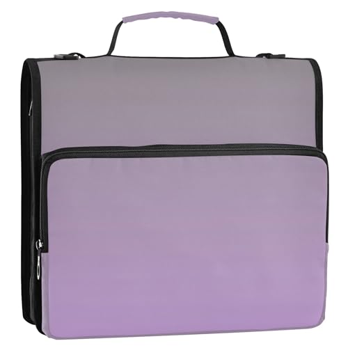 Aktenordner mit Reißverschluss, 3,8 cm, 3 Ringe, Taupe, Glyzinie, Farbverlauf, Ombré-Aufbewahrung, Portfolio-Etui mit Griff, Tasche mit Gurt für die Schule Aktenordner mit Reißverschluss, 3,8 cm, 3 Ringe, Taupe, Glyzinie, Farbverlauf, Ombré-Aufbewahrung, Portfolio-Etui mit Griff, Tasche mit Gurt für die Schule von Joitme