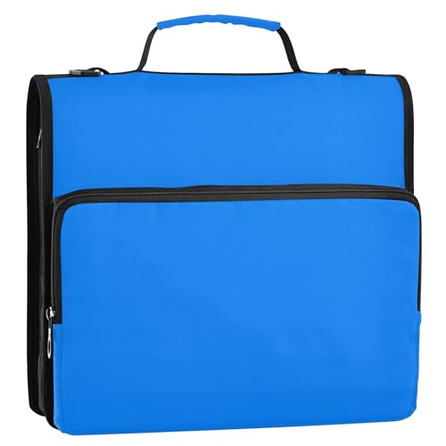 Azure Blue Zip up Binder Organizer 3 Ring Binders 1 1/2 Inch D Ring Binder with Shoulder Strap for School Multi Pockets Large Portfolio-Ordner von Joitme