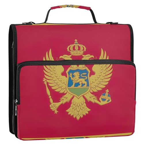 Big Binder Organizer mit Reißverschluss, 3 Ringbücher, 3,8 cm D-Ring, Montenegro-Flagge, Aufbewahrung, Portfolio-Etui mit Griff, Mittelschule mit Gurt Big Binder Organizer mit Reißverschluss, 3 Ringbücher, 3,8 cm D-Ring, Montenegro-Flagge, Aufbewahrung, Portfolio-Etui mit Griff, Mittelschule mit Gurt von Joitme