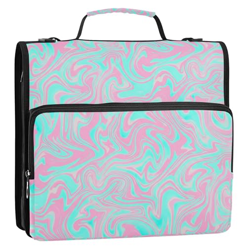 Bunte 3,8 cm große Ordner, 3 Ringe, strapazierfähig, marmoriert, rosa, türkis, heller Ordner, Reißverschluss, Organizer, Aufbewahrung, Portfolio-Ordner mit Griff, mit Gurt für die Schule Bunte 3,8 cm große Ordner, 3 Ringe, strapazierfähig, marmoriert, rosa, türkis, heller Ordner, Reißverschluss, Organizer, Aufbewahrung, Portfolio-Ordner mit Griff, mit Gurt für die Schule von Joitme