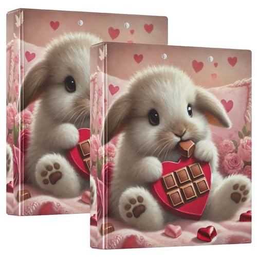 Cute Bunny Chocolate Treat 3,8 cm Ordner mit 3 Ringen für 200 Blatt, niedliche Ordner, Portfolio, runder Ring-Büroordner, 31,5 x 27 x 6 cm, 1 Packung Cute Bunny Chocolate Treat 3,8 cm Ordner mit 3 Ringen für 200 Blatt, niedliche Ordner, Portfolio, runder Ring-Büroordner, 31,5 x 27 x 6 cm, 1 Packung von Joitme