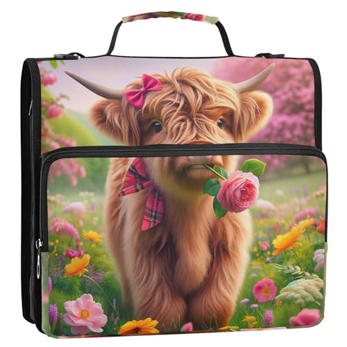 Highland Ringbuch mit 3 Ringen, 3,8 cm, D-Ring, Reißverschluss, Organizer mit Riemen, mittlere Schultasche, Aufbewahrung, Portfolio-Ordner mit Griff Highland Ringbuch mit 3 Ringen, 3,8 cm, D-Ring, Reißverschluss, Organizer mit Riemen, mittlere Schultasche, Aufbewahrung, Portfolio-Ordner mit Griff von Joitme