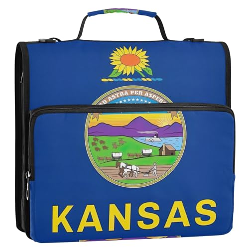 Kansas Staatsflagge, 3,8 cm, 3-Ringbuch, D-Ringbuch, Reißverschluss, Organizer, Schulmappe mit Schultergurt, Aufbewahrungsmappe mit Griff Kansas Staatsflagge, 3,8 cm, 3-Ringbuch, D-Ringbuch, Reißverschluss, Organizer, Schulmappe mit Schultergurt, Aufbewahrungsmappe mit Griff von Joitme